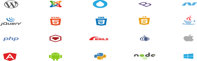 Logos von Programmiersprachen - Saticon, CSS, HTML, Python, Java, WordPress, Dupral